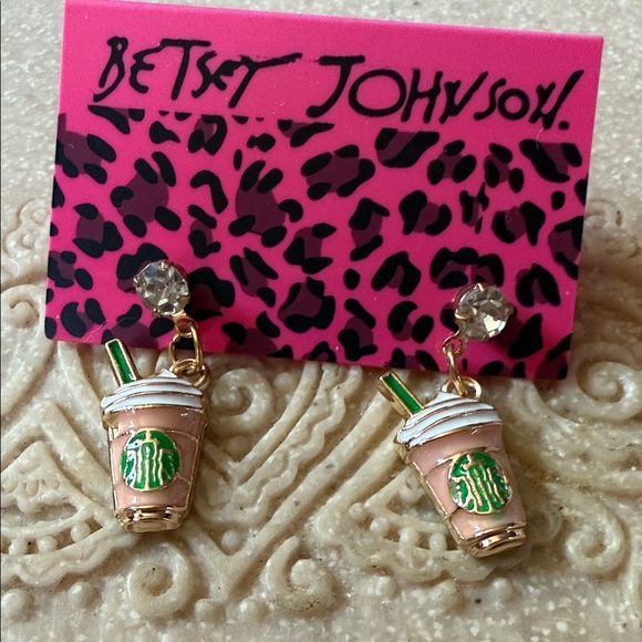 Betsey Johnson Jewelry - NWT & Retired Betsey Johnson Pink and Green Coffee Cup Earrings glitzy